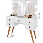 Penteadeira Retro Pés De Madeira  5 Gaveta Mdf + Led Genebra