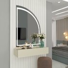 Penteadeira Ripado Com Espelho Com Led 95cm Realeza Branco/of