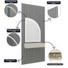 Penteadeira Ripado Com Espelho Com Led 95cm Realeza Cinza/off