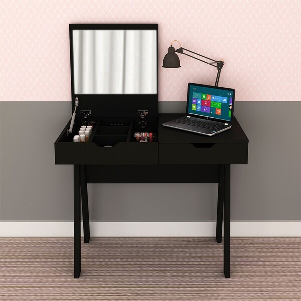 Penteadeira Samira 1 Gaveta Preto - Pnr Móveis