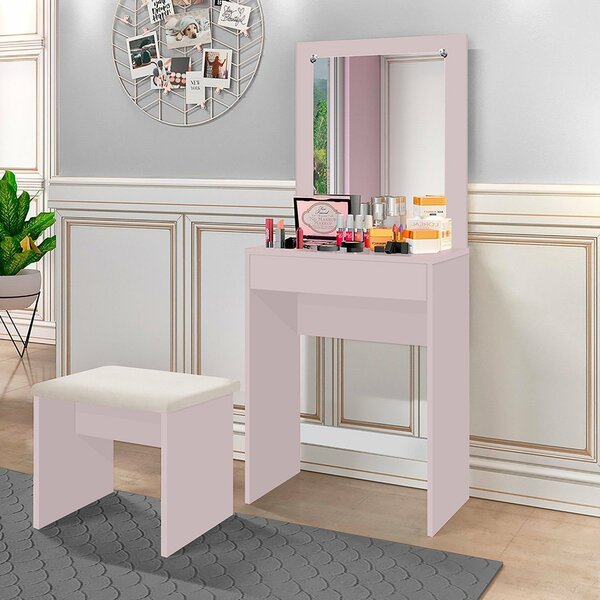 Penteadeira Sofia Com Banqueta 140x60x35,5 Cm Branco