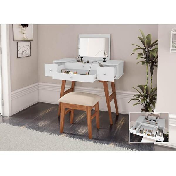 Penteadeira Stefany 2 Gavetas E 1 Espelho - Imbuia/branco