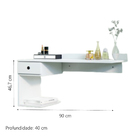 Penteadeira Suspensa 1 Gaveta 0,90m Charme Branco Ej Móveis