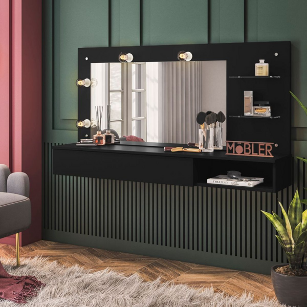 Penteadeira Suspensa Camarim Com Espelho E Prateleira Aurora