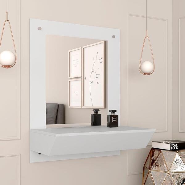 Penteadeira Suspensa Com Espelho Celia Branco - Móveis Arapon