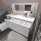 Penteadeira Suspensa Com Painel Espelho Gaveta E Nicho Organi