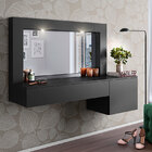 Penteadeira Suspensa Gloss C/ Espelho E 2 Leds - Preto