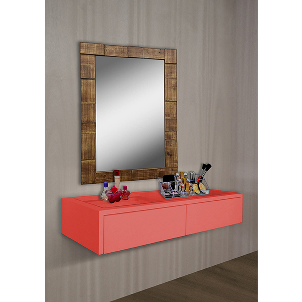 Penteadeira Suspensa Para Maquiagem Aparador Quarto Coral / S