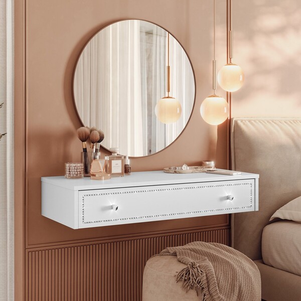 Penteadeira Suspensa Strass Gaveta C/ Divisória E Organizador