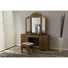 Penteadeira Three-view De Madeira Maciça Com Banqueta - Casta