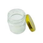 Pequeno Pote Hermético Cilíndrico De Vidro Com Tampa Dourada