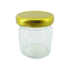 Pequeno Pote Hermético Cilíndrico De Vidro Com Tampa Dourada