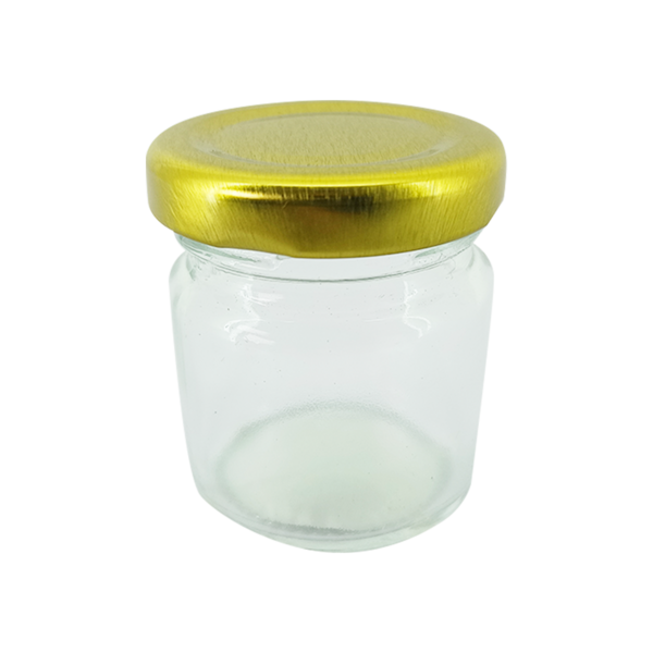 Pequeno Pote Hermético Cilíndrico De Vidro Com Tampa Dourada