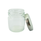 Pequeno Pote Hermético Cilíndrico De Vidro Com Tampa Prateada