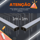 Perfil Aluminio De Led Sobrepor Slim 17x7mm Com 2m Preto