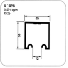 Perfil Aluminio Fosco U-1098 Trilho Stanley Concavo Porta Cor