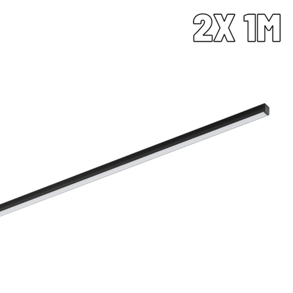 Perfil De Led 10mm Sobrepor Preto 2x 1m Sem Led
