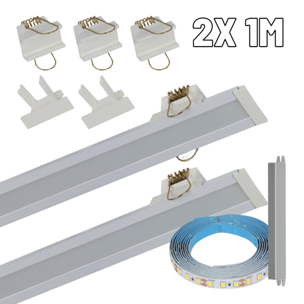 Perfil De Led 30mm Embutir Branco Kit 2x 1m Com Led 3.000k 20