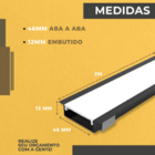 Perfil De Led Embutir 46x12mm Alumínio Preto 2m Para Gesso E
