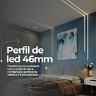 Perfil De Led Embutir 46x12mm Alumínio Preto 2m Para Gesso E