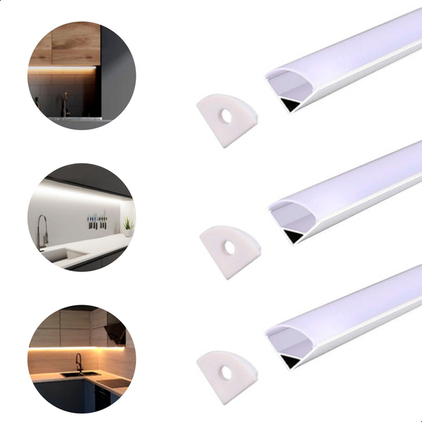 Perfil De Led Sobrepor Canto 3m Completo Para Fita De Led Bra