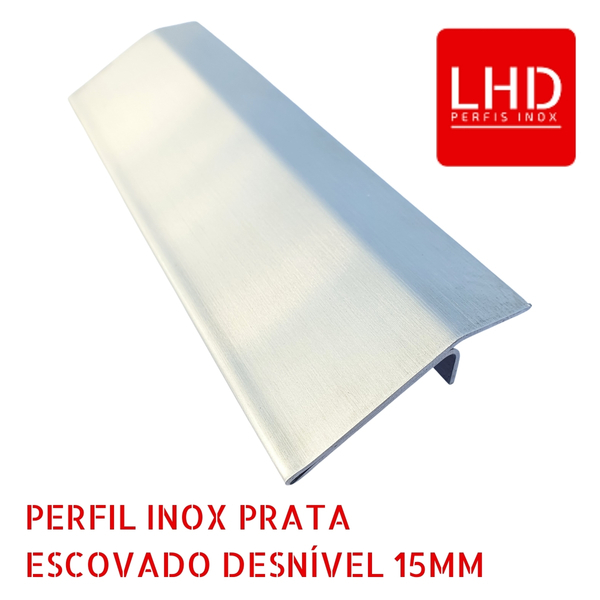 Perfil Desnível Redutor Aço 304  Escovado, A15mm L4cm C1,8m