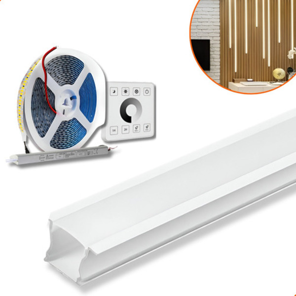 Perfil Embutir 25mm 2m + Fita 240 + Fonte + Controle Dimmer B