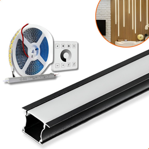 Perfil Embutir 25mm 2m Em L 90° Teto/parede + Fita 240 + Font