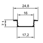 Perfil Embutir Led 25x7mm Preto 2x1m Gesso Incorporato Ilunato