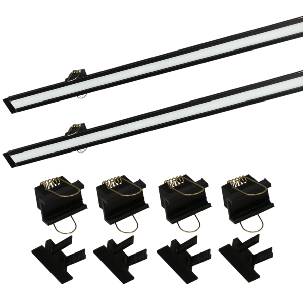 Perfil Embutir Led 30x12mm Preto 2x1m Gesso Spazio Ilunato
