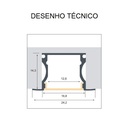 Perfil Embutir Para Fita Led 3 Metros Branco Difusor Leitoso