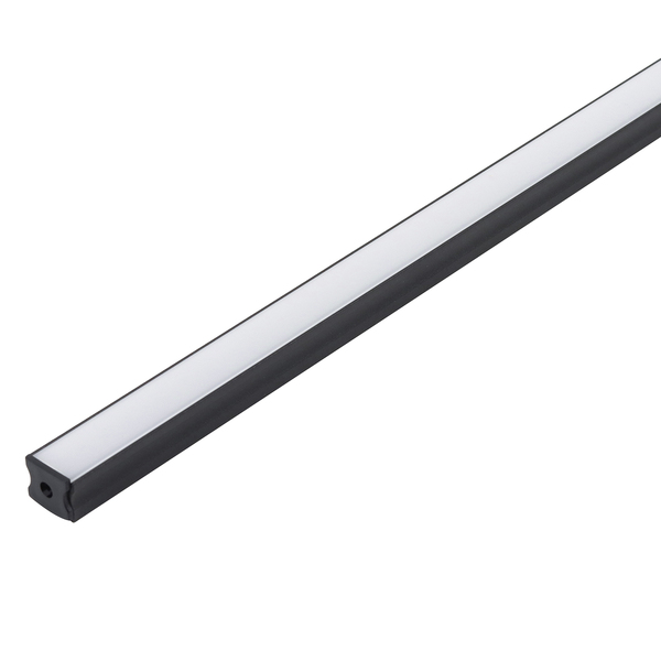 Perfil Fino Preto de Sobrepor Difusor Branco Alumínio 12mmx2m Hazak