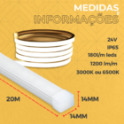Perfil Flexível Sobrepor 20m 14mm Ip65 Com Led 6500k Iluminaç