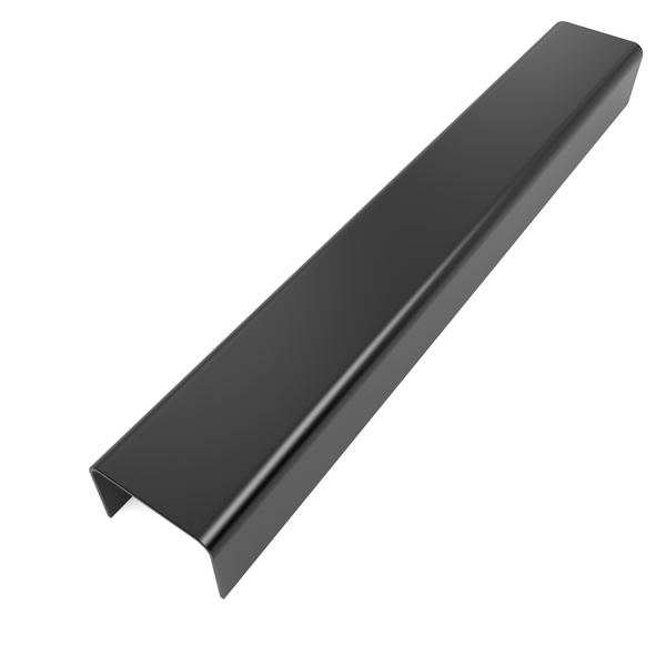 Perfil Listelo "U", Aço Inox 304, Brilho, Preto - 9 x 15 x 9