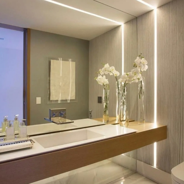 Perfil Para Fita Led Embutir 24x7x3000mm - Preto - Branco