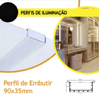 Perfil Para Fita Led Embutir 90x35x2000mm - Branco - Branco