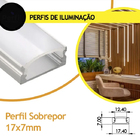 Perfil Para Fita Led Sobrepor 17x7x3000mm - Preto - Branco