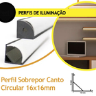 Perfil Para Fita Led Sobrepor Canto Circular 16x16x3000mm - P