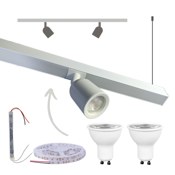 Perfil Pendente Com Led Spot 3.000k 36mm Branco 1m Dopo Iluna