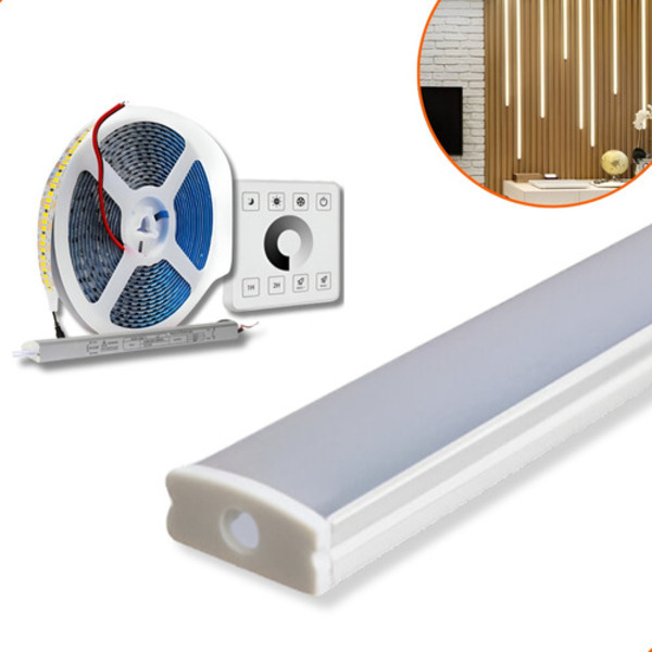 Perfil Sobrepor 17mm 2m + Fita 240 + Fonte + Controle Dimmer