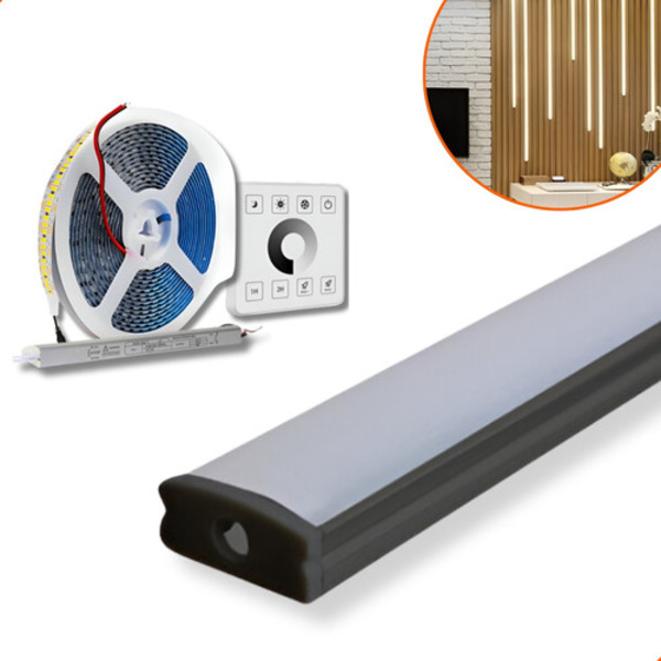 Perfil Sobrepor 17mm 2m + Fita 240 + Fonte + Controle Dimmer