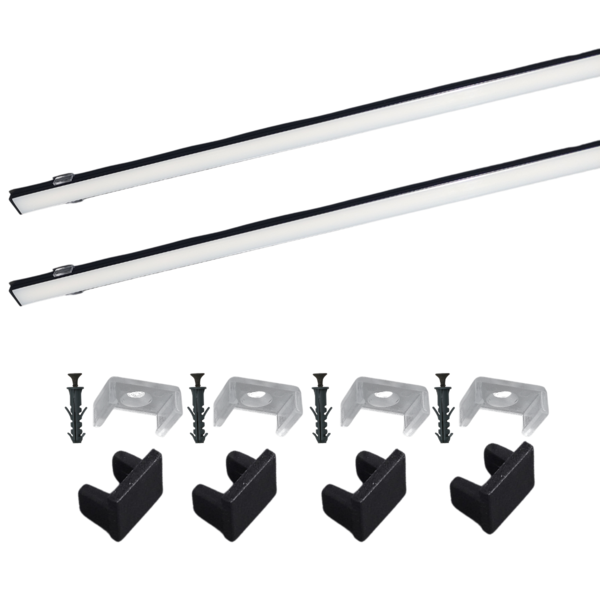 Perfil Sobrepor Led 17x7mm Preto 2x1m Applicato Ilunato