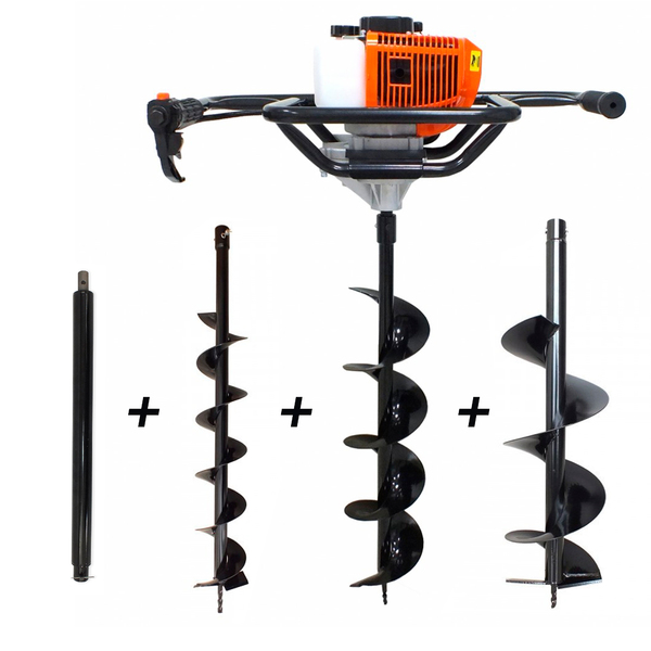 Perfurador De Solo Gasolina 52cc C/ 3 Brocas + Extensão 60cm