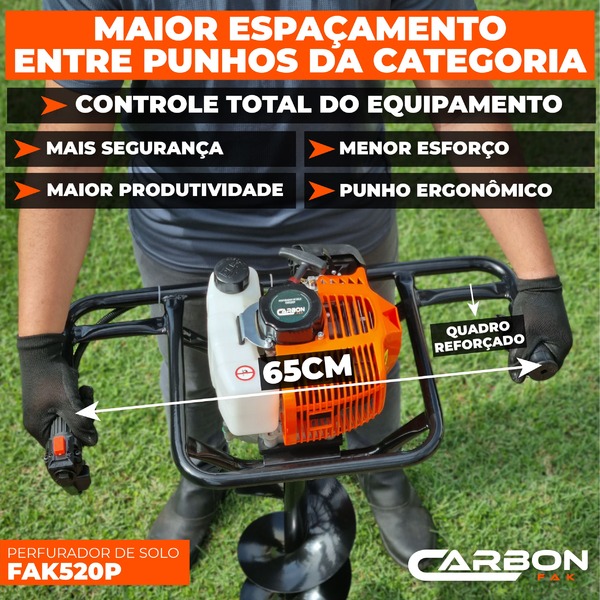 Perfurador Solo Carbon Fak Gasolina 52cc 2,5hp Broca 80x20 | Leroy