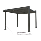 Pergolado Alumínio Retangular Bioclimático Persea Cinza Escuro 246x332x372cm Naterial