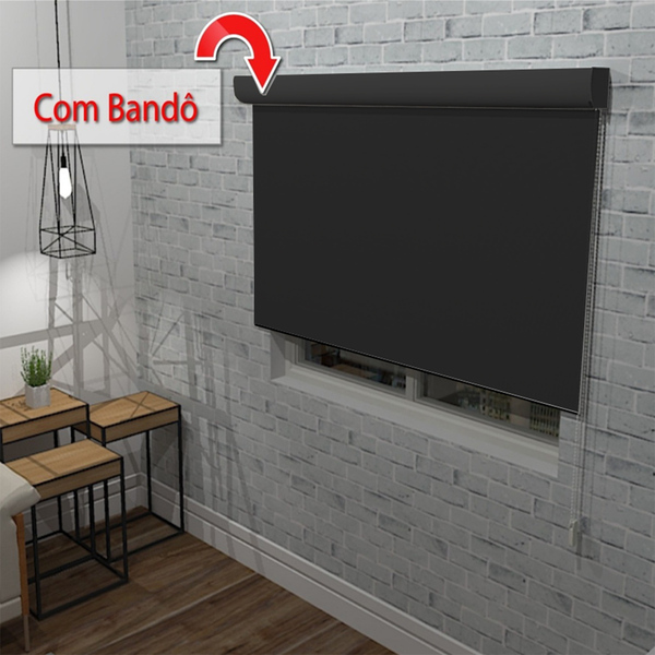 Persiana Cortina Rolo Tecido Blackout Preto Bandô 1,40m X 1,4