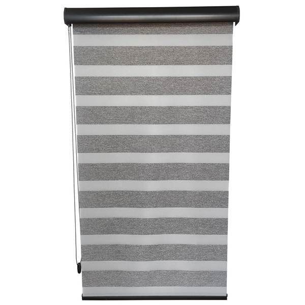 Persiana Double Vision Semi-blackout Grafite Com Bandô 200x15