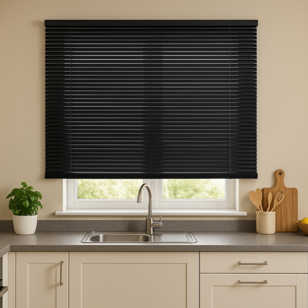 Persiana Horizontal Pvc 25mm Block 120larg X 160alt Preta