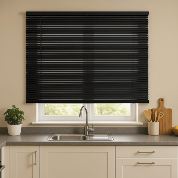 Persiana Horizontal Pvc 25mm Block 180larg X 160alt Preta