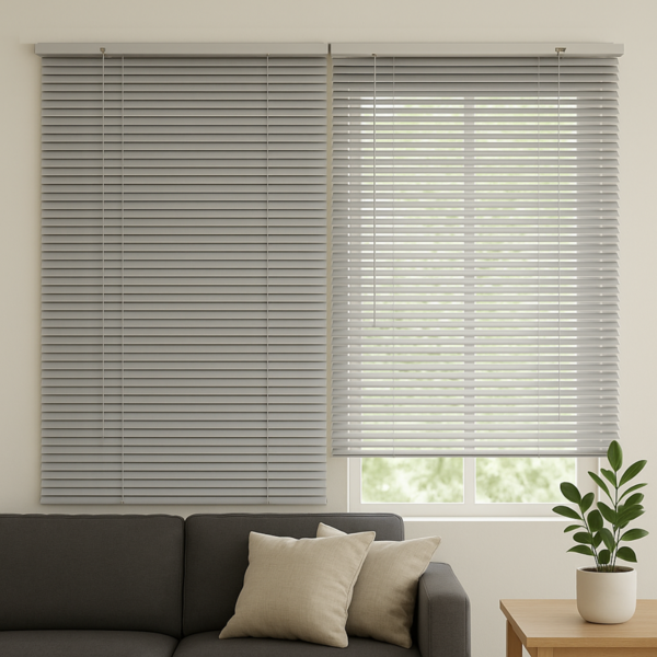 Persiana Pvc Trilho Metálico 200larg X 140alt Cinza (2 Pçs)